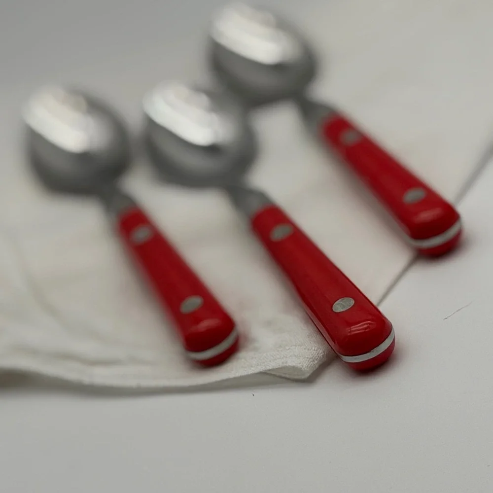 Vintage WF Washington Forge Mardi Gras Red Teaspoons Set of 3 Stainless Korea